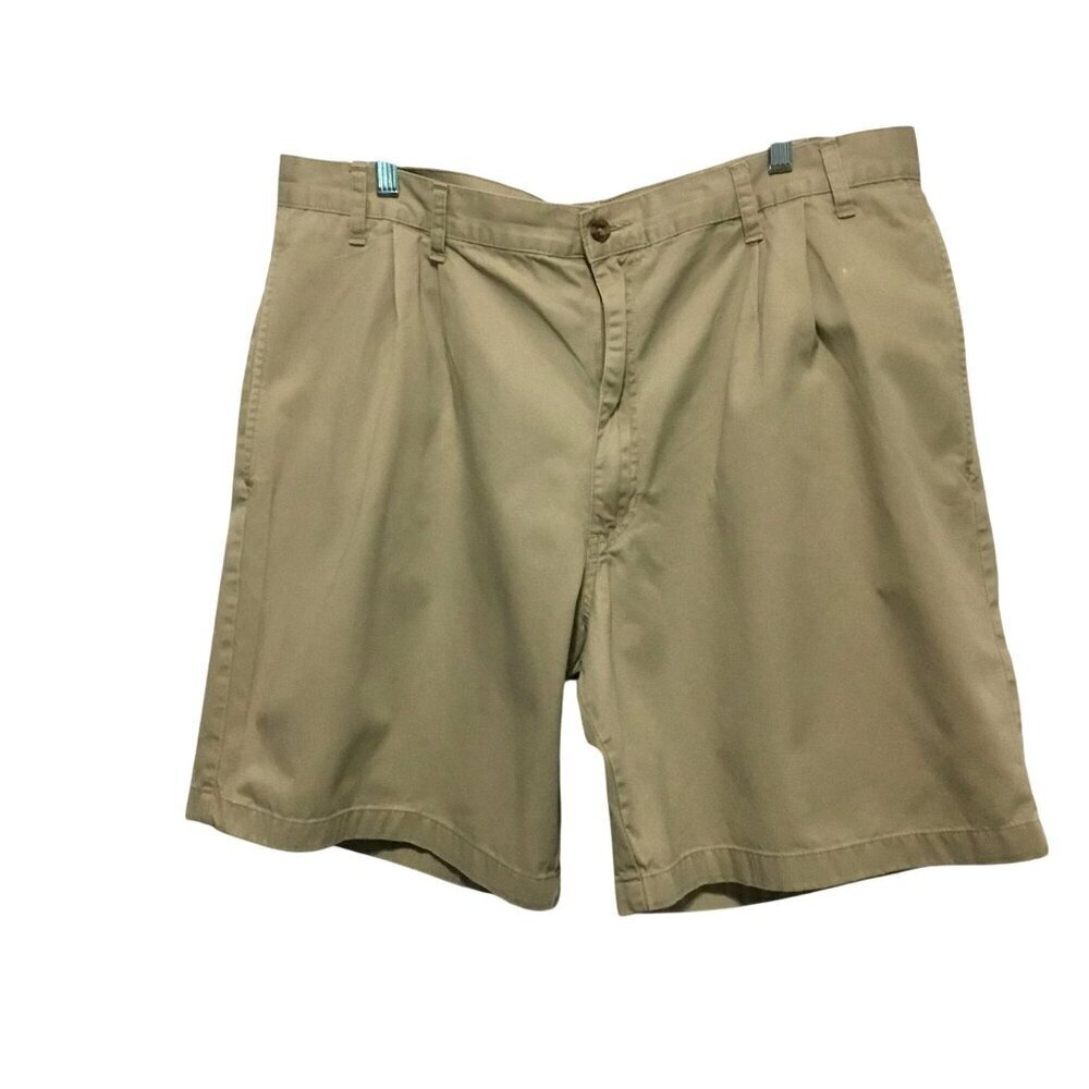High Sierra Men's Pleated Front Cotton Bermuda Shorts Khaki Sz 40